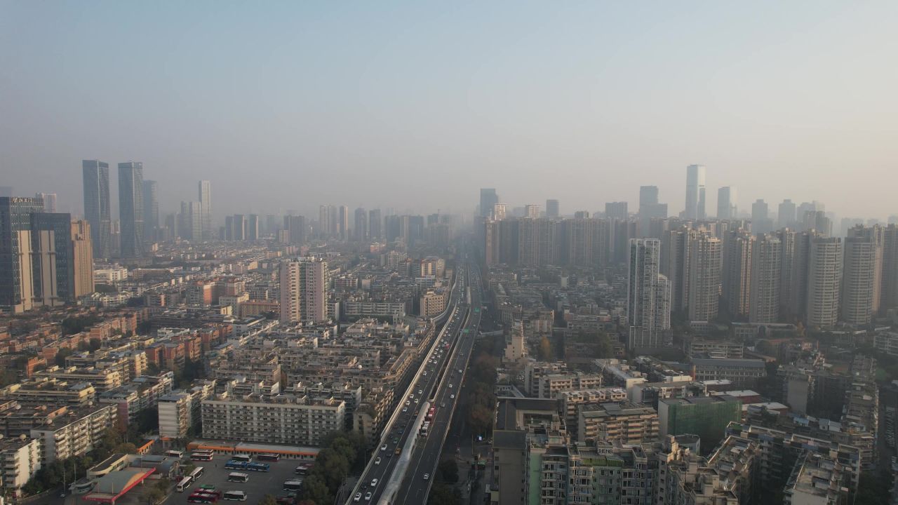 成都城市清晨航拍