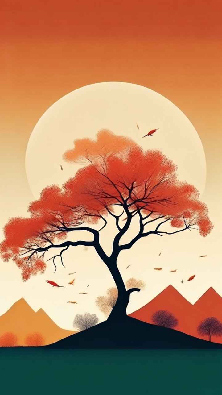 一幅画画着树极简主义 91