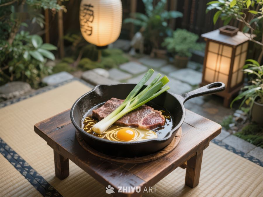 日式庭院中的铁锅牛肉料理 654