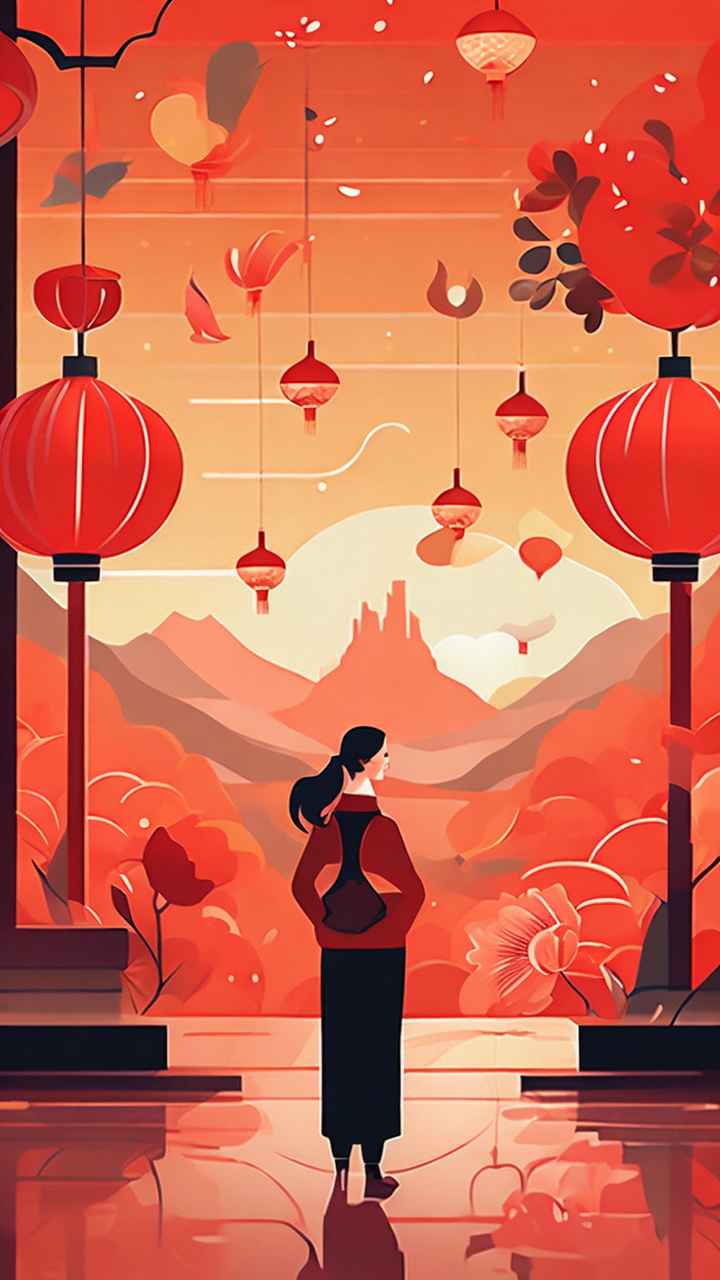 春节闹花灯简约插画 15