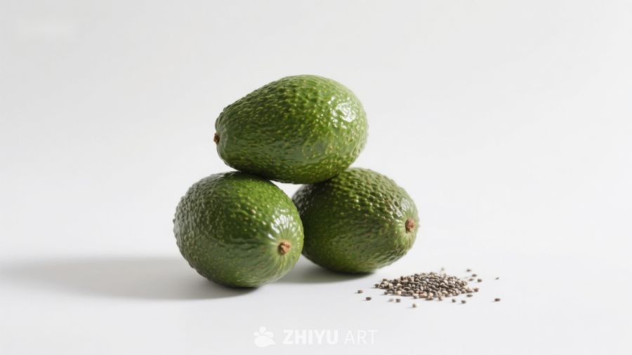 三个叠放的牛油果与奇亚籽