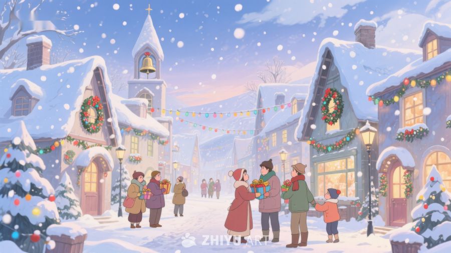 雪夜小镇的温馨圣诞 355