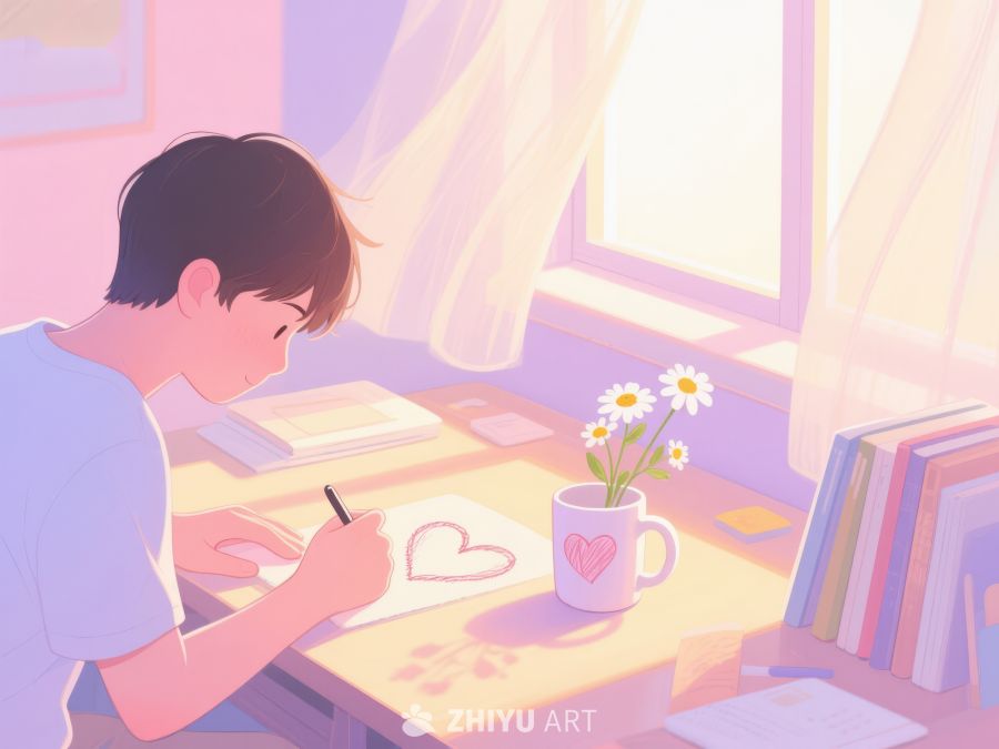 窗边少年专心作画 73