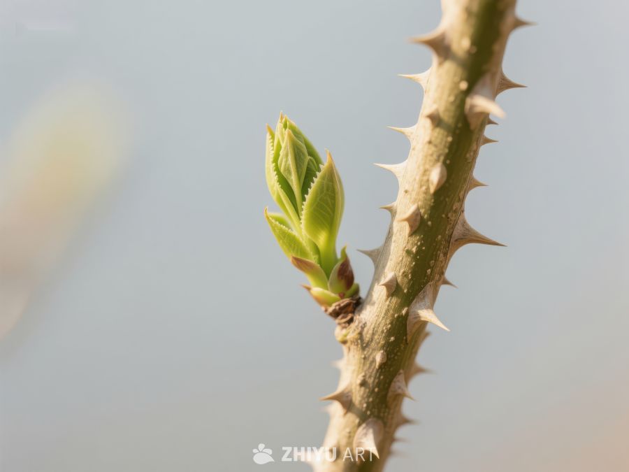 新芽初绽的带刺枝条 663