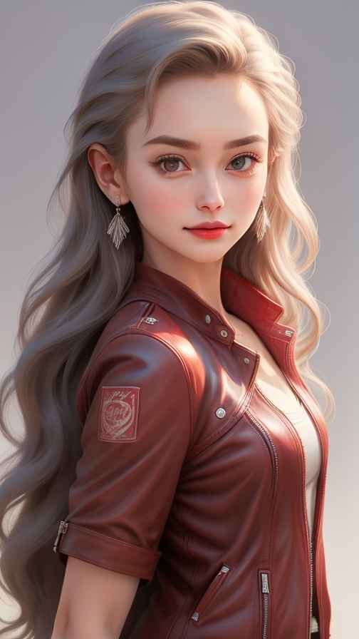 红色皮衣大美女