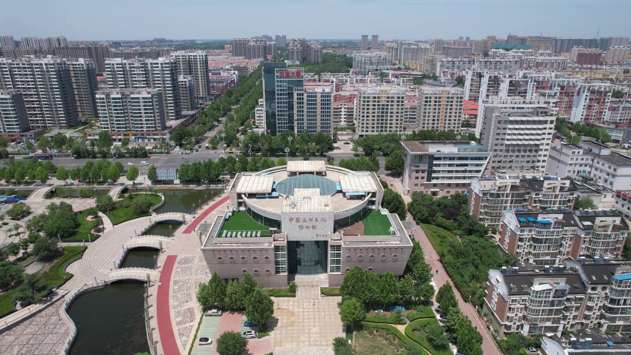 中国运河文化博物馆航拍山东聊城  
