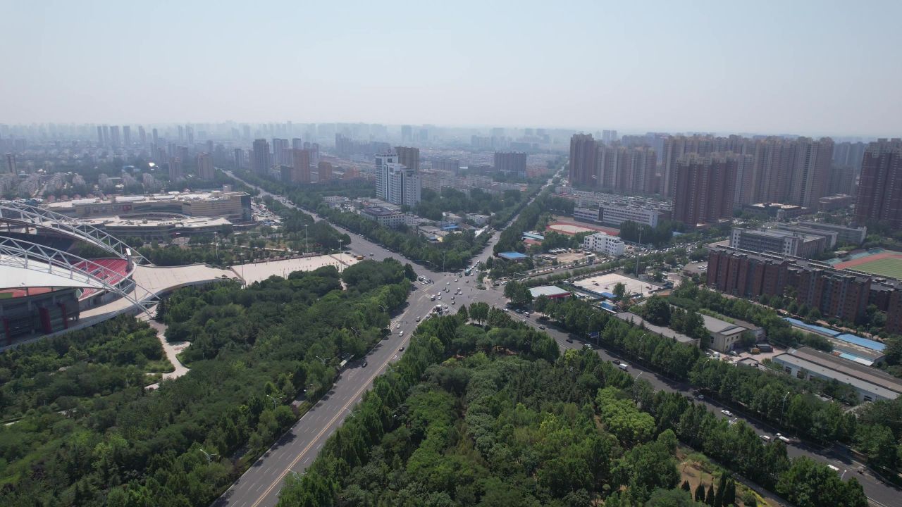 山东潍坊城市交通航拍 