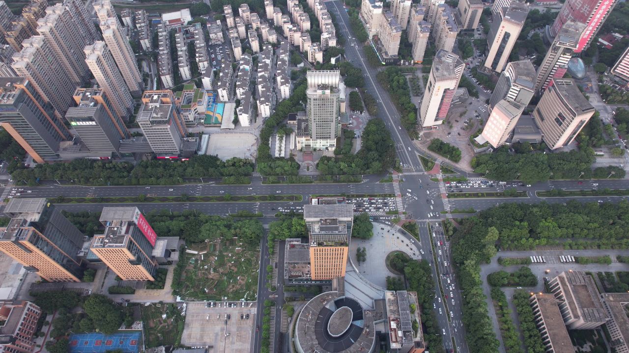 福建龙岩城市风光航拍 