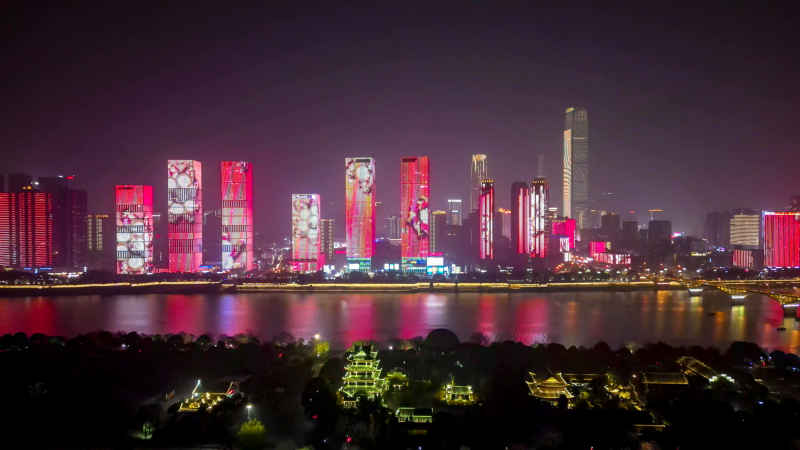 湖南长沙万达广场夜景灯光秀