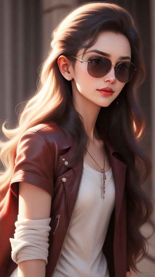 红色皮衣美女