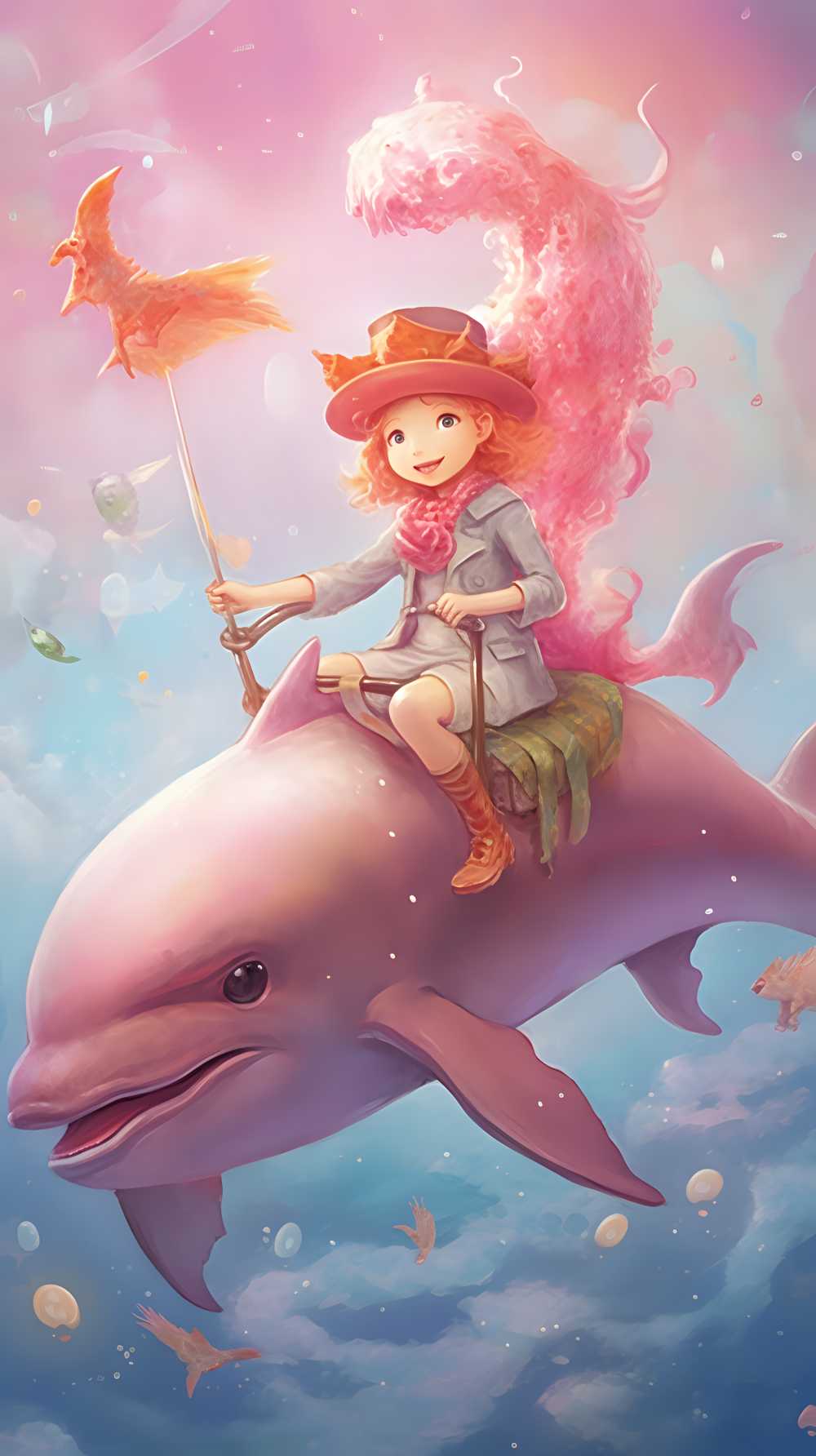 骑在海豚上的女孩，星星艺术团的风格