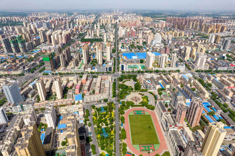 河北衡水城市风光航拍摄影图
