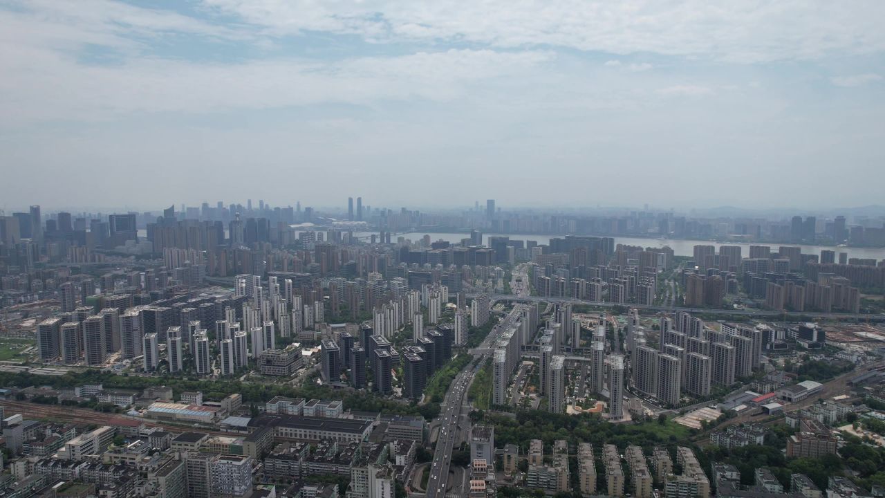 浙江杭州城市风光地标建筑航拍