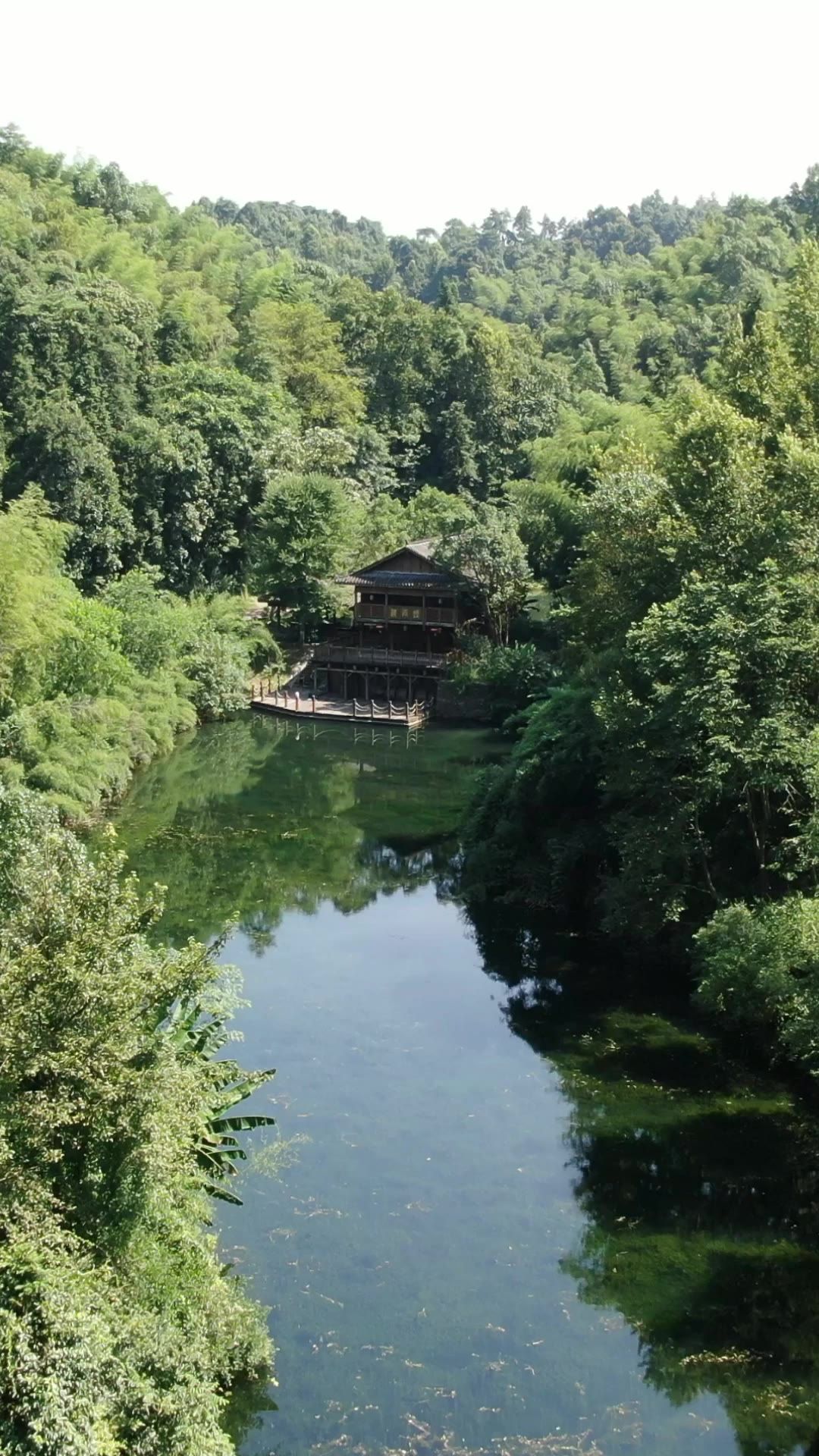 旅游景区湖南常德桃花源竖屏航拍