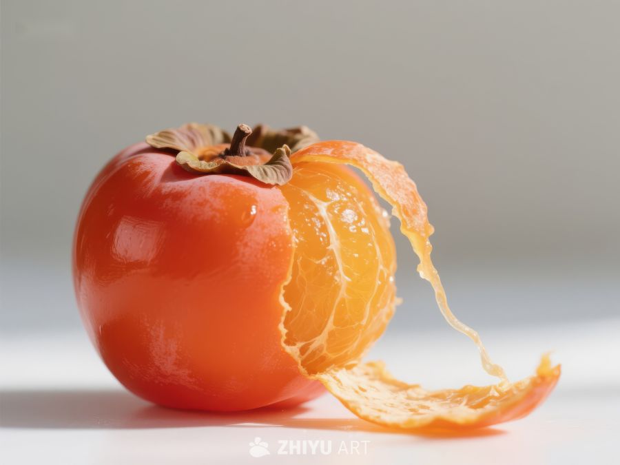 剥皮柿子的特写 50