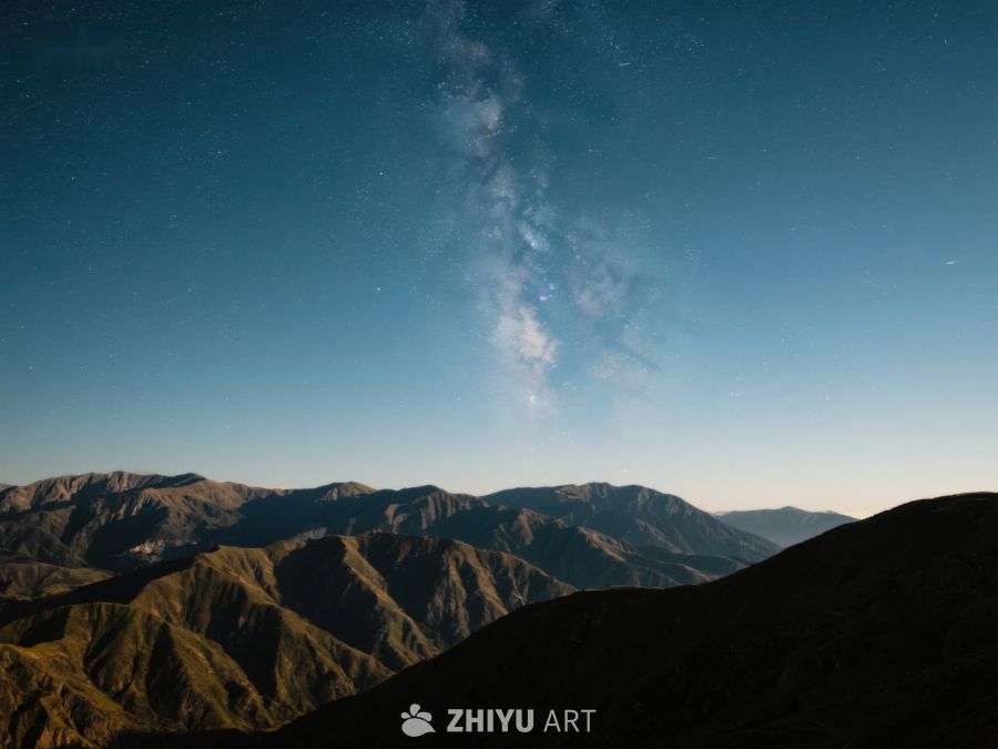 星空下的山脉轮廓 218