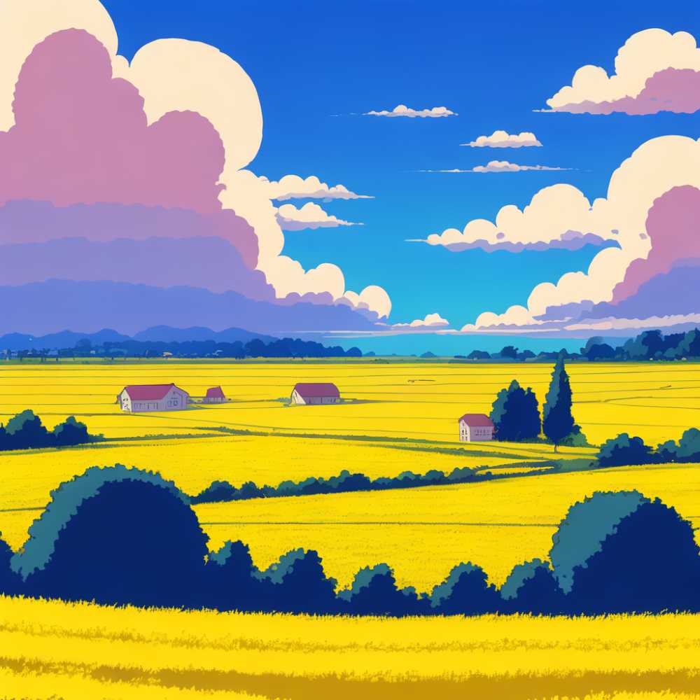 黄色插画风景简约