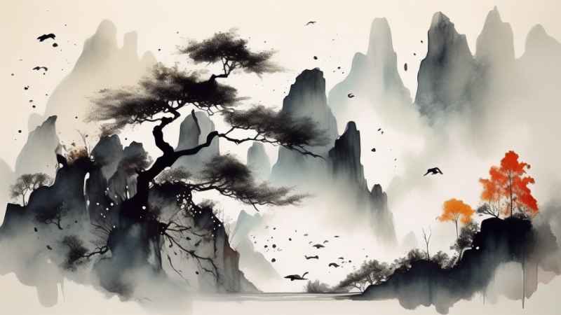 古风山水画唯美背景图 62