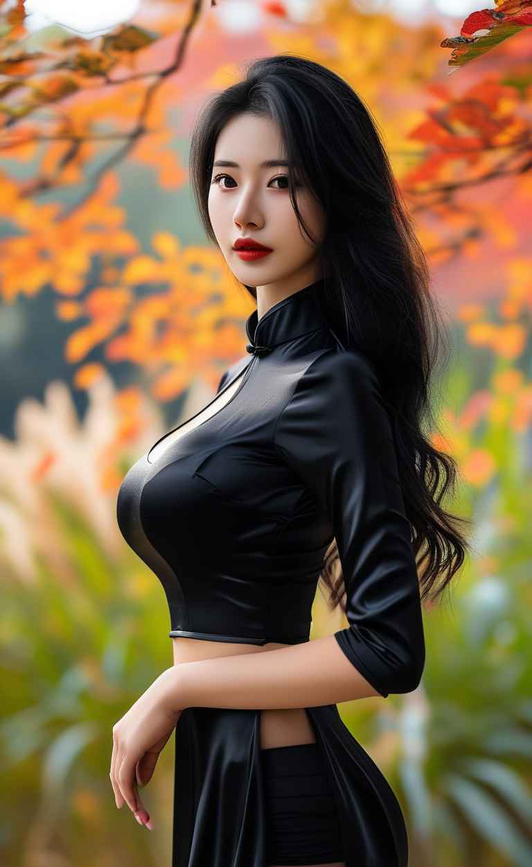 秋天美女户外摄影图 12