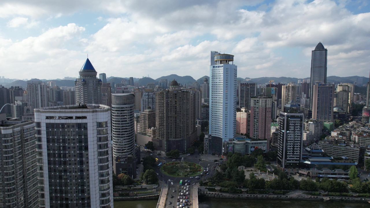 贵州贵阳城市风光航拍 