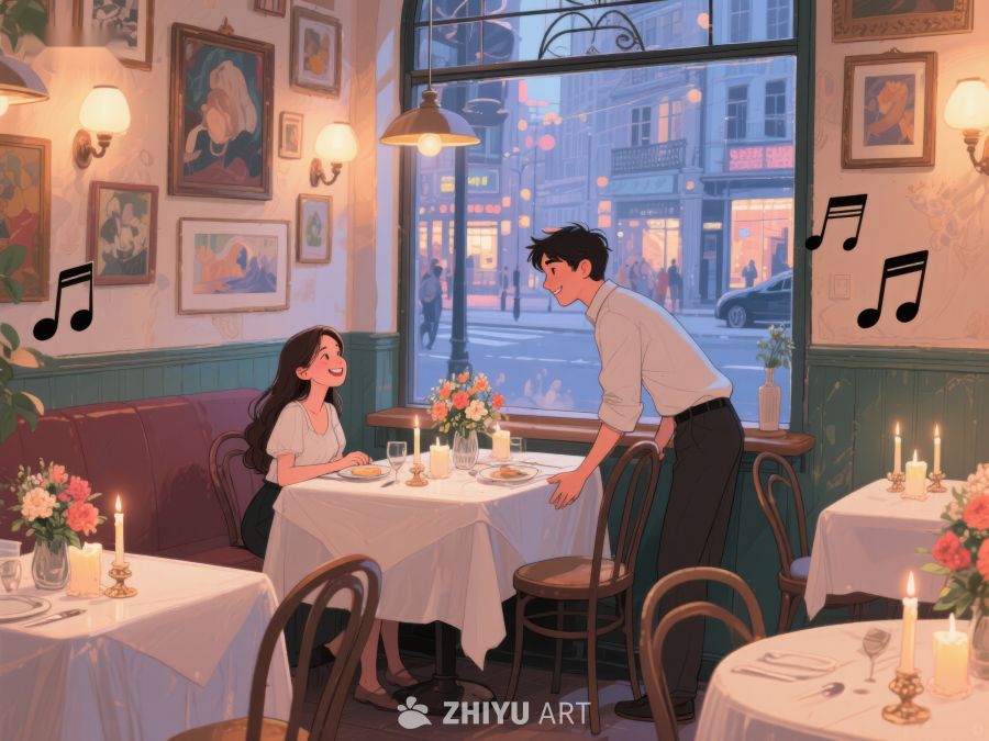 温馨餐厅内的浪漫对话 663