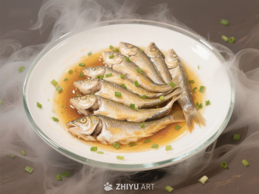 清蒸小鱼配葱花，热气腾腾 741