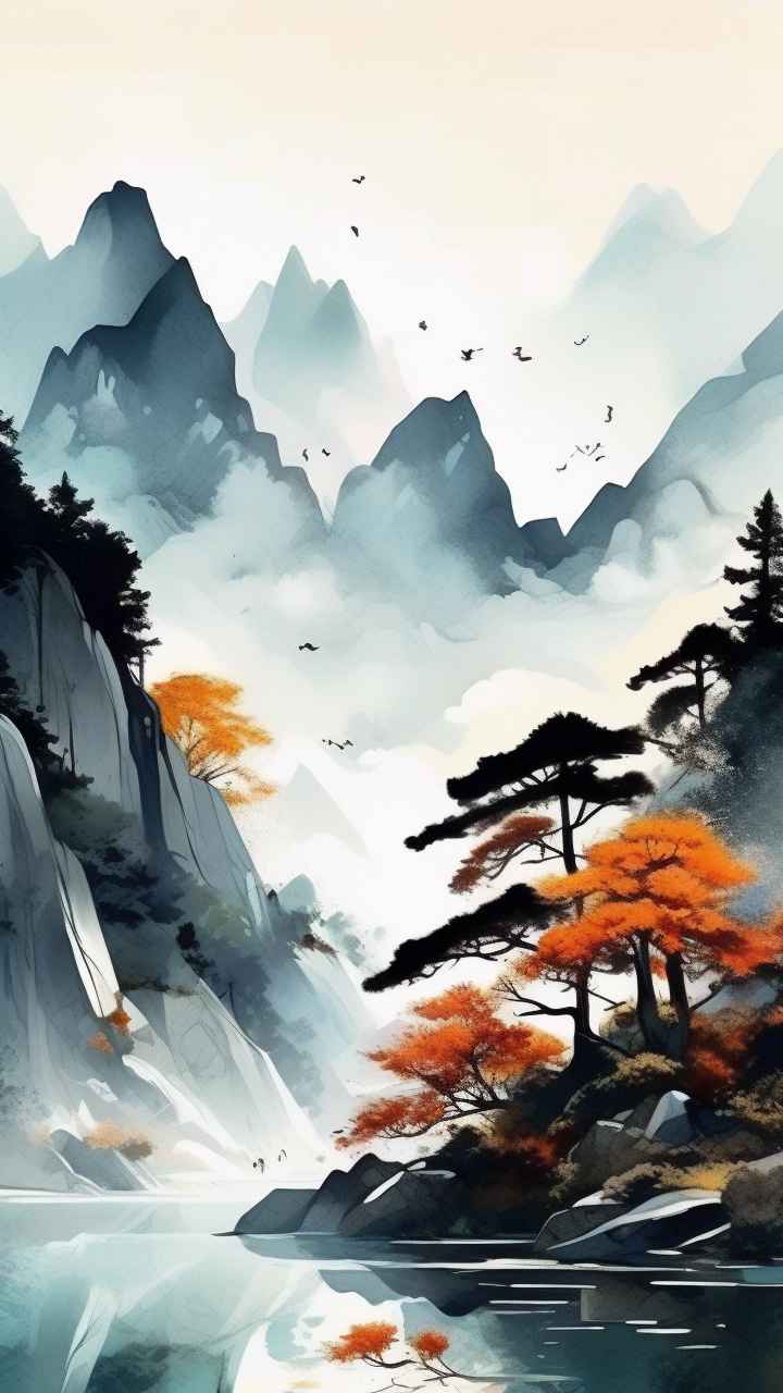 国风山水画背景插画 79