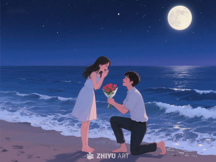 海边月下求婚场景 243
