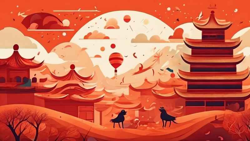 过年春节扭秧歌简约背景图 33
