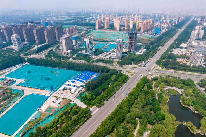 山东德州城市风光航拍摄影图