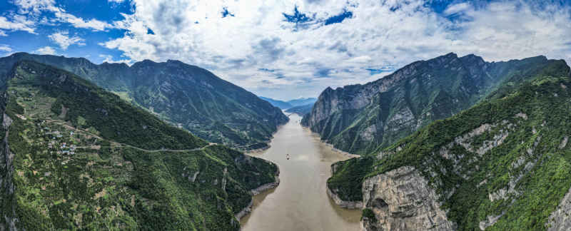 祖国壮丽山河长江三峡风光全景图 