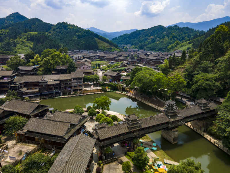 湖南新晃皇都侗寨4A景区航拍摄影图