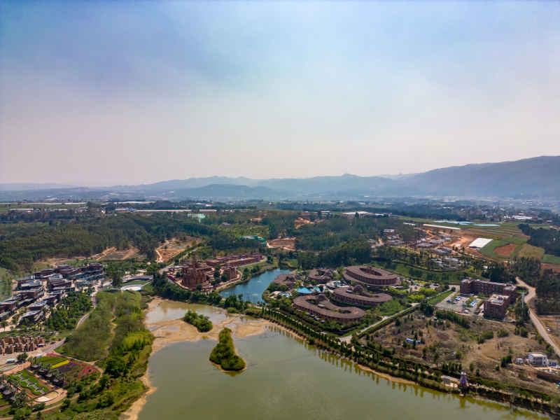 云南红河弥勒东方韵景区航拍 