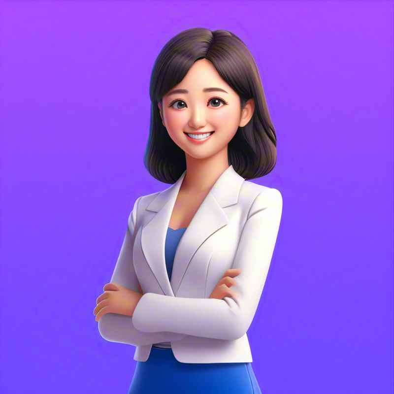 一个亚洲女性的3D图标，穿着职业服装 3