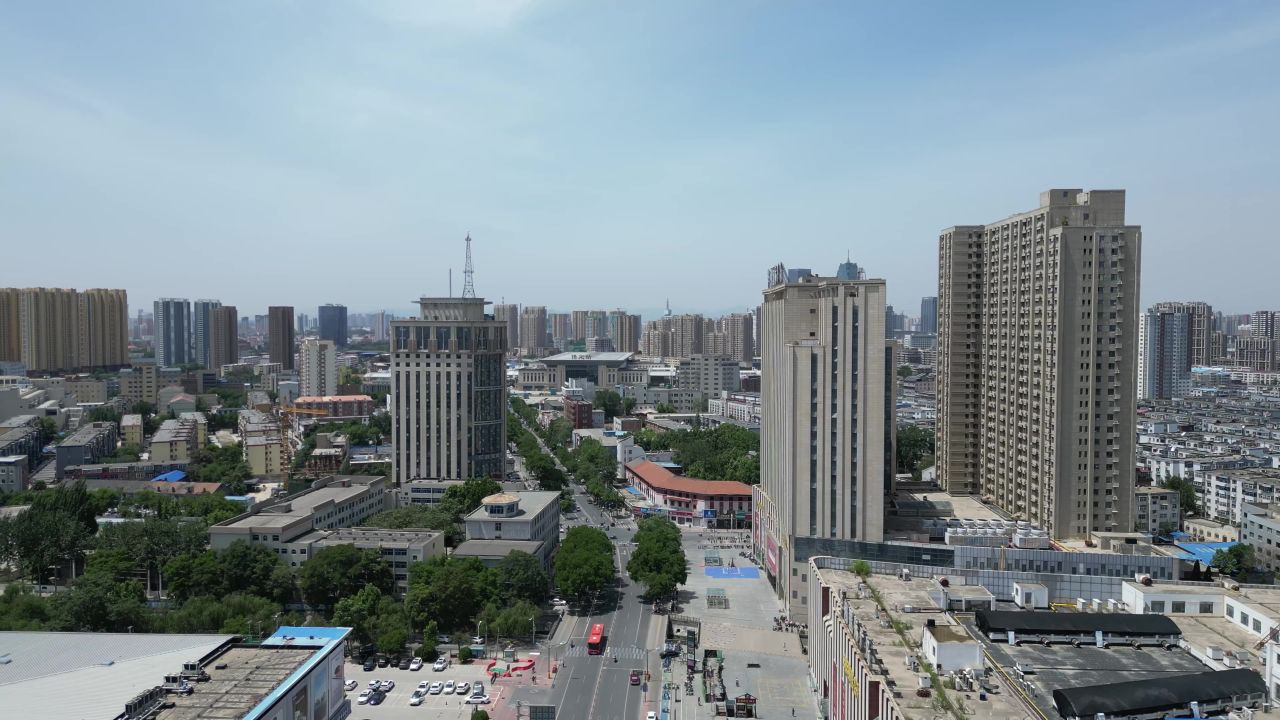 航拍河北保定城市风光