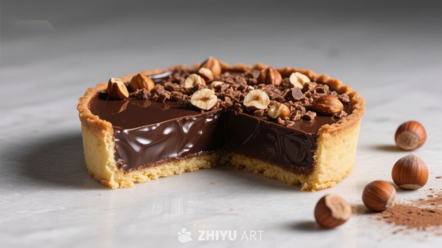 巧克力榛子馅饼，切片展示