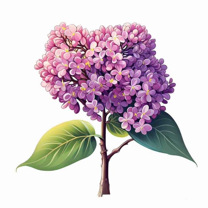 春季紫丁香扁平插画 19