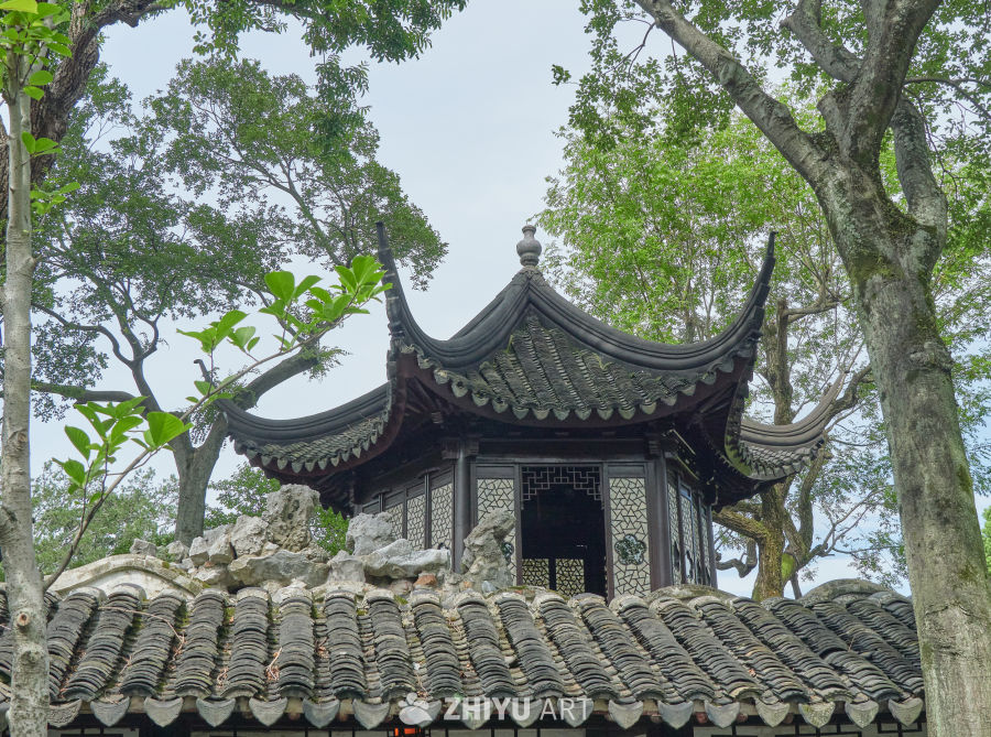 江苏省苏州市拙政园内诗意一角