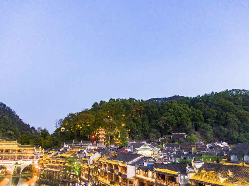 湖南湘西凤凰古城航拍