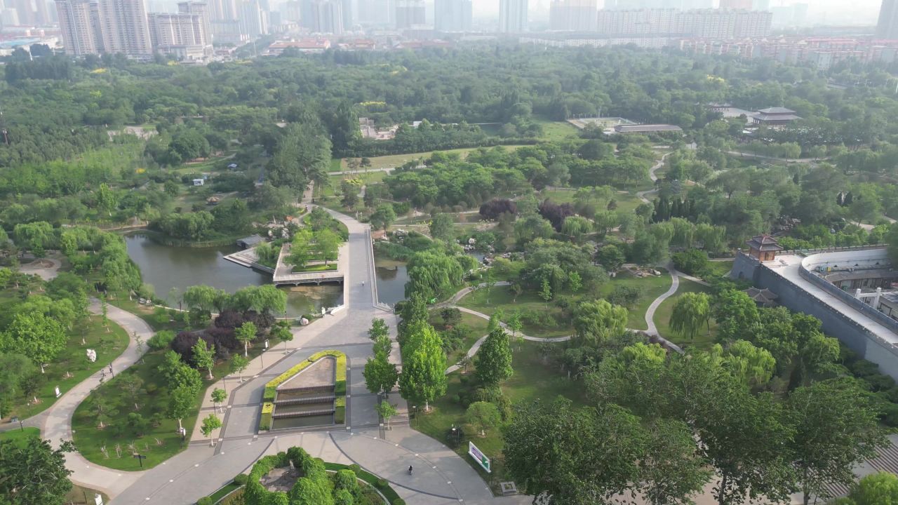 邯郸赵苑公园4A景区航拍 