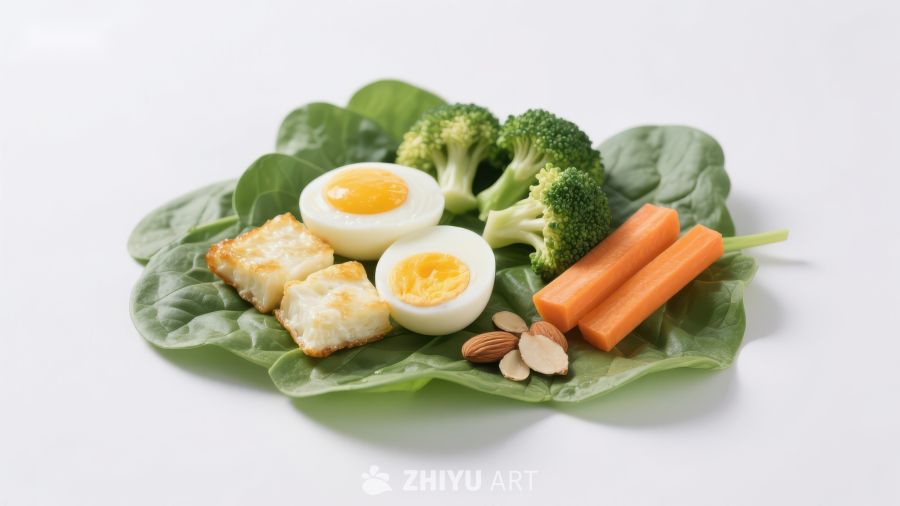 健康轻食：蔬菜搭配鸡蛋与坚果