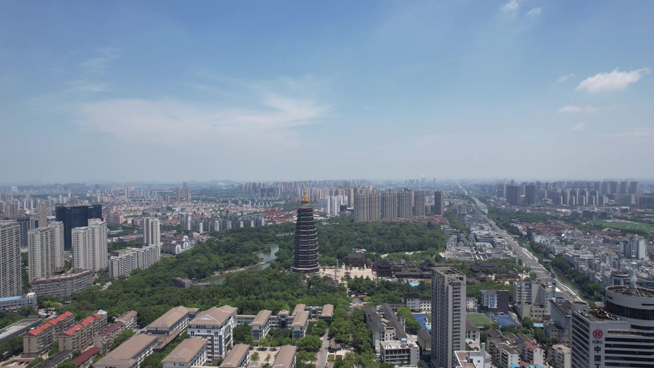 江苏常州城市风光地标建筑航拍 