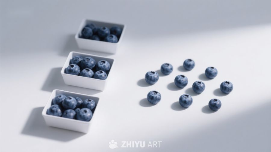 蓝莓排列：容器与散落 144