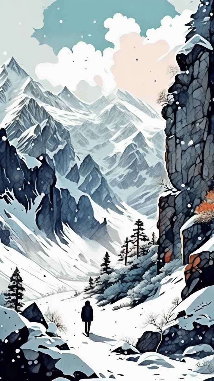 雪山高原冰川插画 40