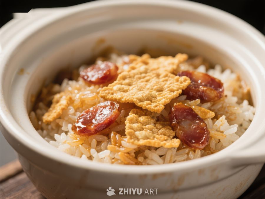 腊肠煲仔饭，香脆锅巴点缀 461