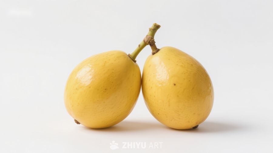 两颗黄色果实并排展示