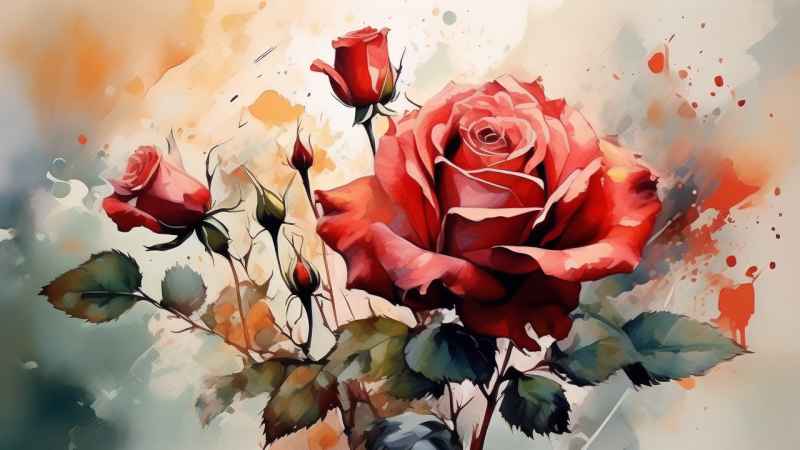 抽象花卉玫瑰插画 5