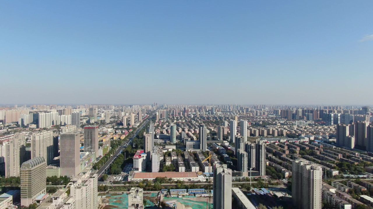 石家庄城市全景航拍 