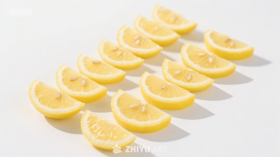 整齐排列的柠檬片