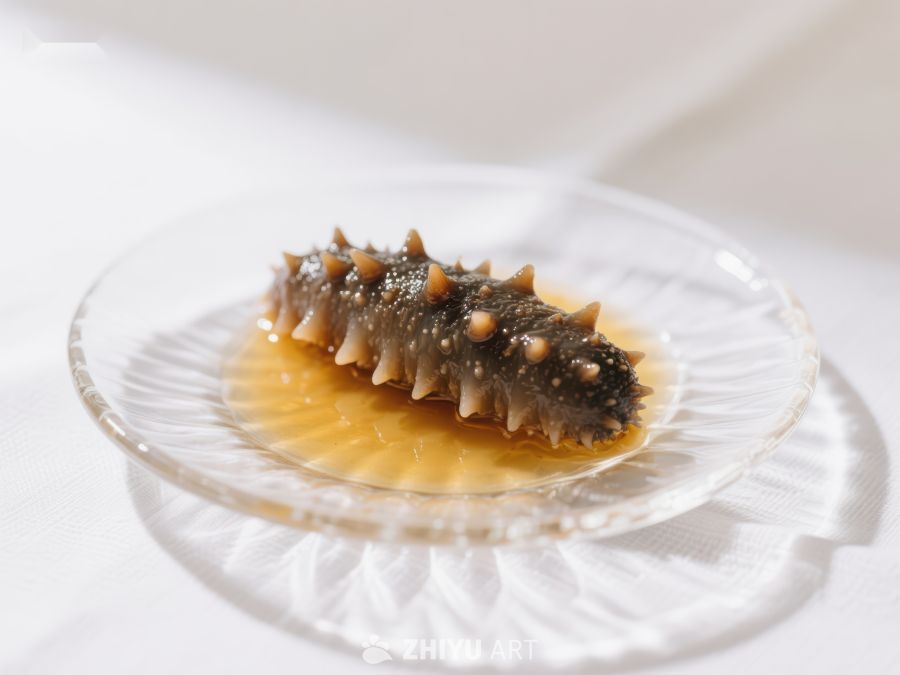 海参浸汁，精致摆盘